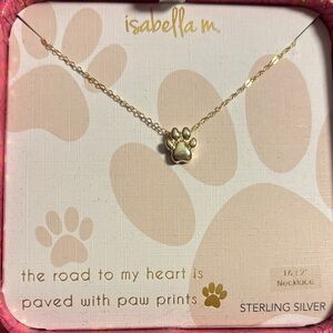 Isabella M. Sterling Silver Paw Print Necklace - Gold Tone